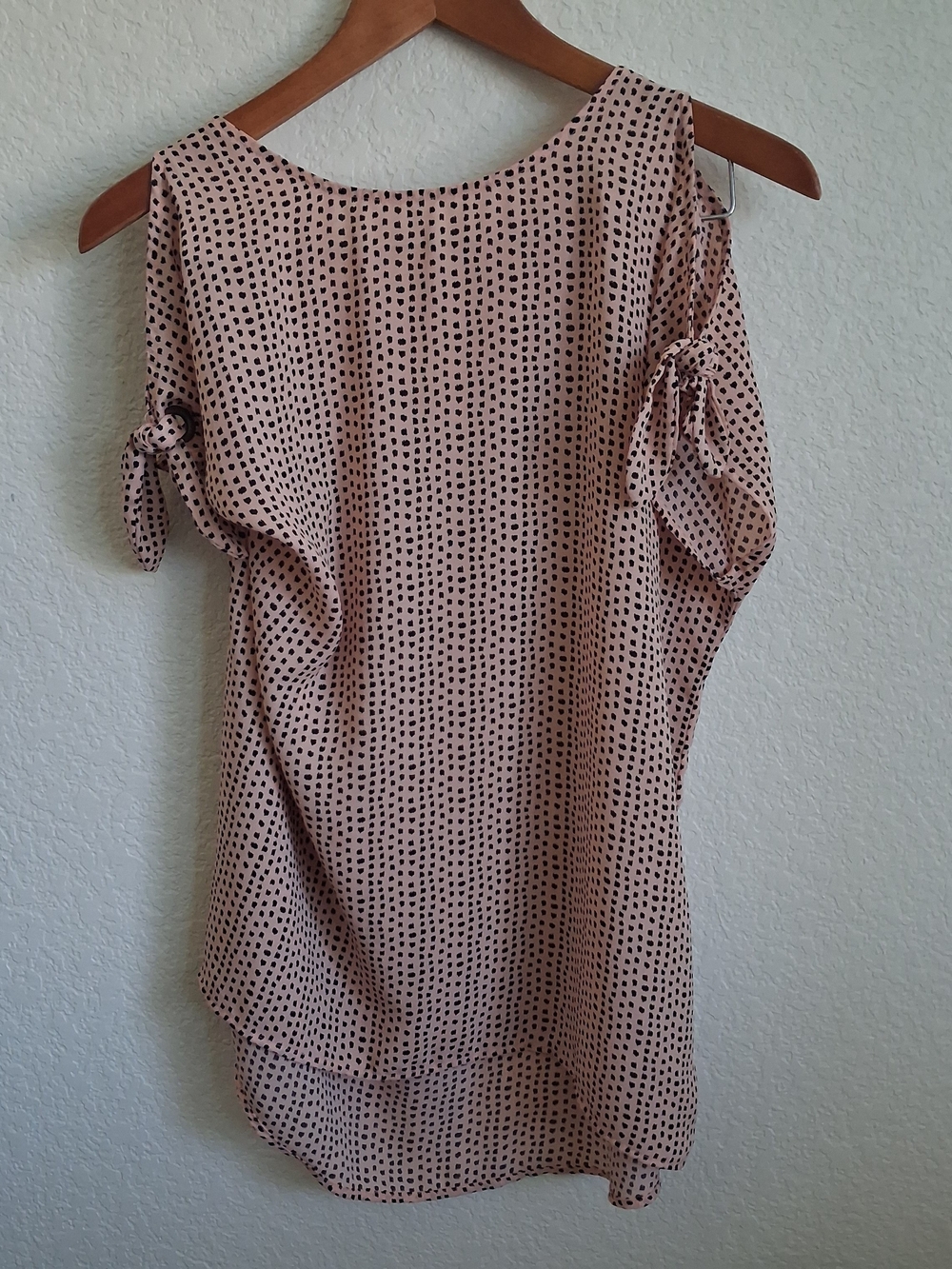 Maurices Blush Pink Cold-Shoulder Polka Dot Blouse